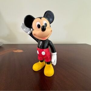 Vintage Walt Disney Mickey Mouse Plastic Figure 6.5" Tall Jointed Toy Figurine